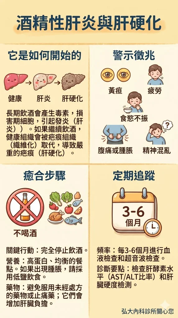 酒精性肝炎與肝硬化衛教圖