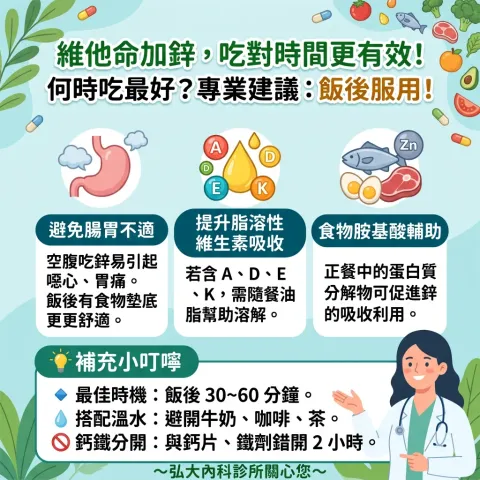 維他命加鋅最好在飯後補充